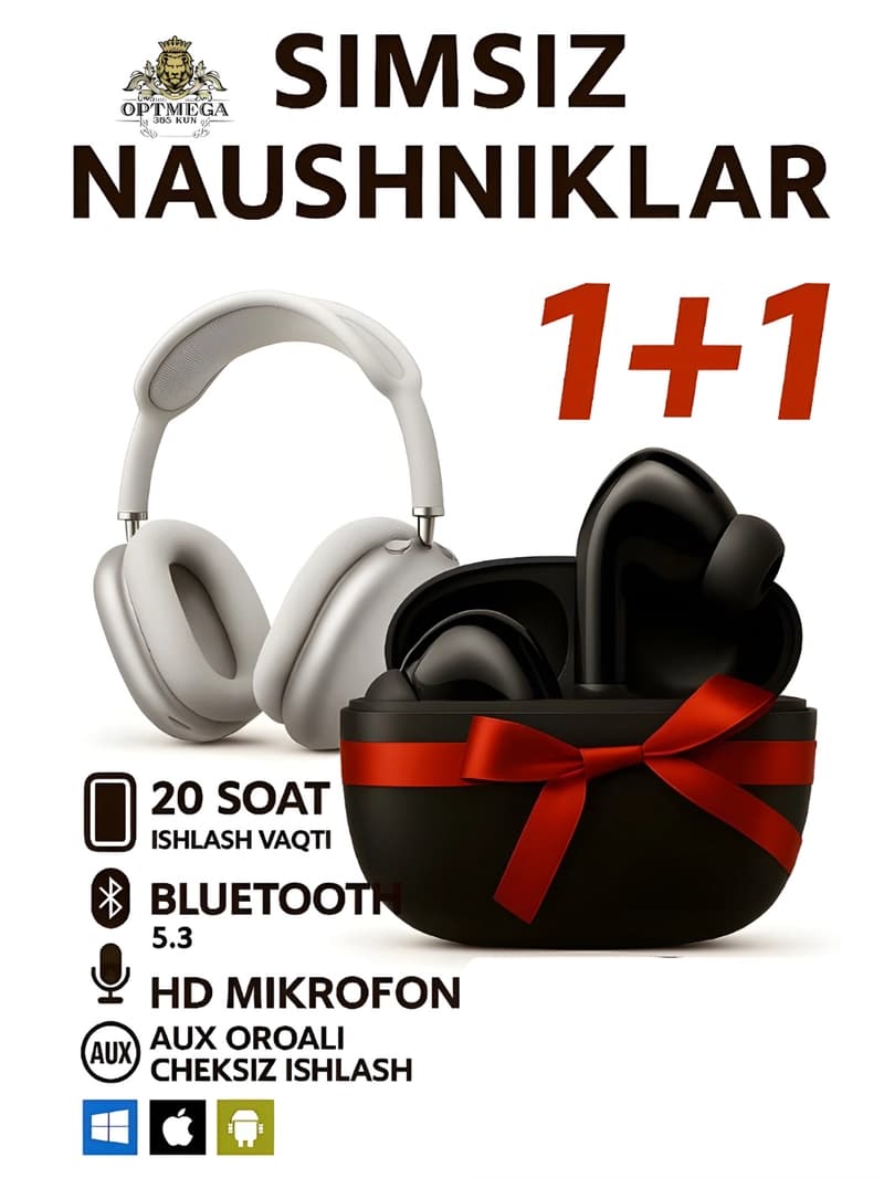 Беспроводные наушники-вкладыши Pods, 1+1 наушники для iPhone и Android P9, MAX