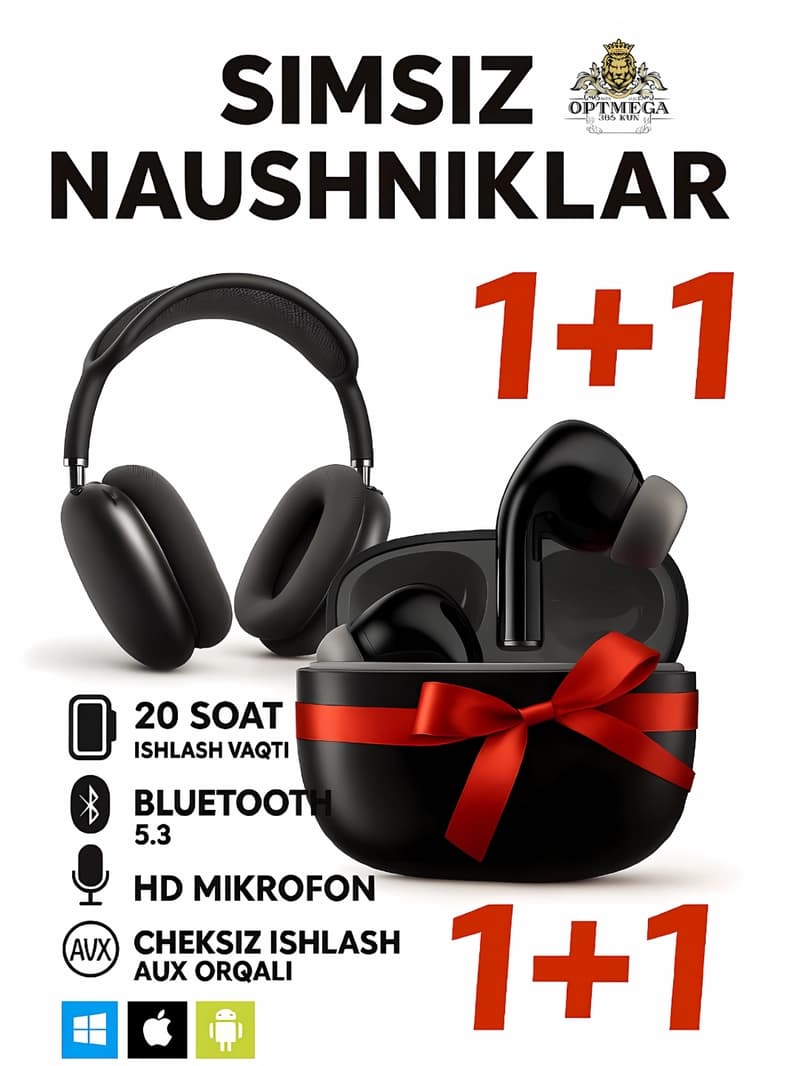 Беспроводные наушники-вкладыши Pods, 1+1 наушники для iPhone и Android P9, MAX