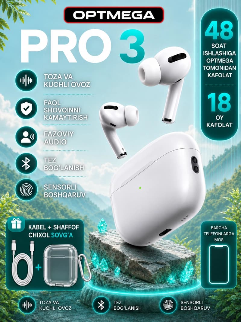 Беспроводные наушники Pods pro 3 ANC, для Android и iPhone