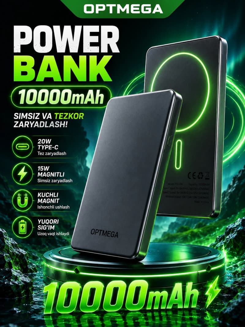 Power bank Magsafe Battery Pack, беспроводной, 10000-5000mah